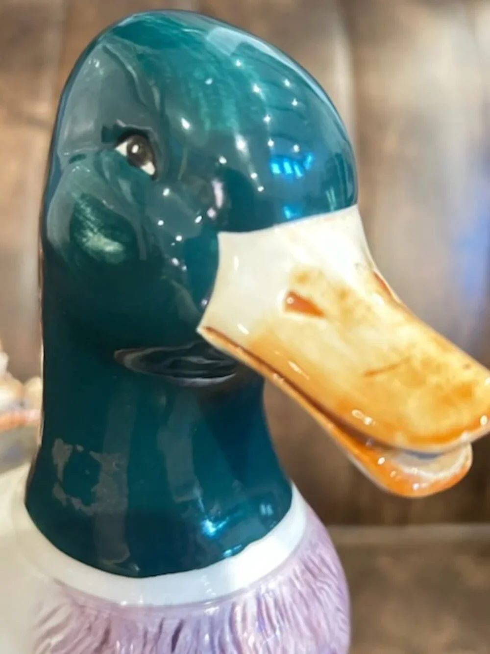 Vintage Hand Painted Mallard Duck Pitcher Jug